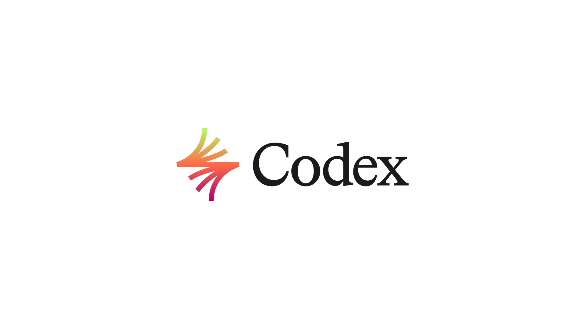Codex primary lockup: the gradient logomark beside the Codex wordmark in Tiempos