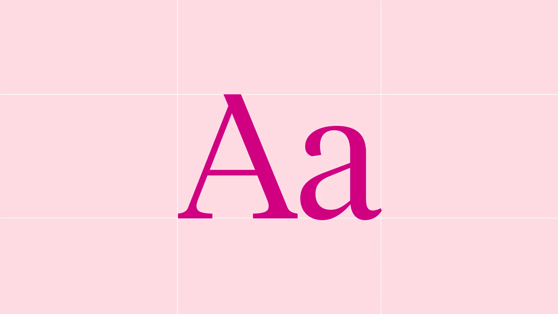 Tiempos Headline specimen: Aa in Cerise on a pale pink grid