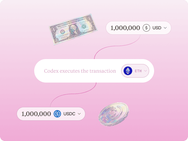 Fiat to stablecoin conversion executed by Codex
